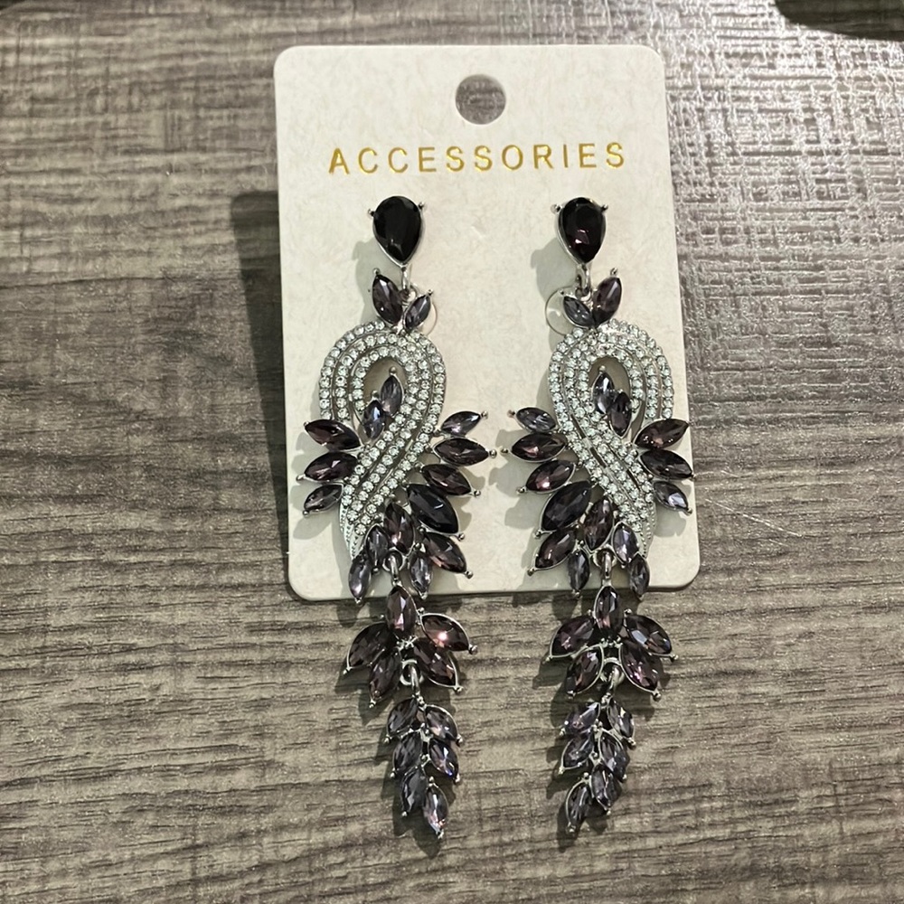 Purple and Silver Large Earrings
